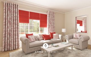 Red roman blinds