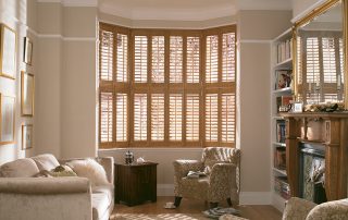 Wooden shutters in a living room