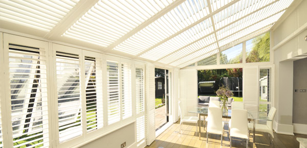 White conservatory blinds