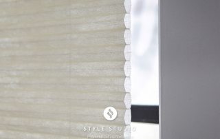 Close up of white Duette blinds