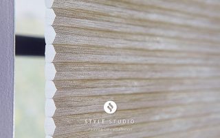 Close up of beige Duette blinds