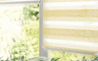 White and beige vision blinds
