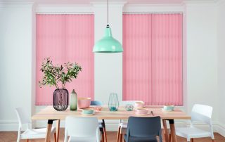 Pink Vertical Carnival Blush Blinds and Lamp